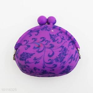 Purple Flower Pattern Silicone Coin Purse,Coin Holder,Coin Pouch