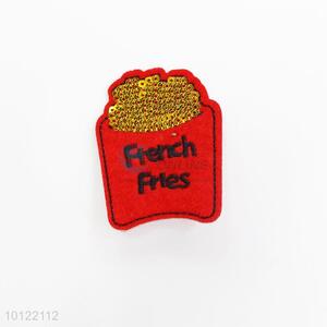 Wholesale Custom Self-adhesive French Fries Embroidery Patch