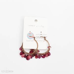 Red acrylic dangle earrings/crystal earrings