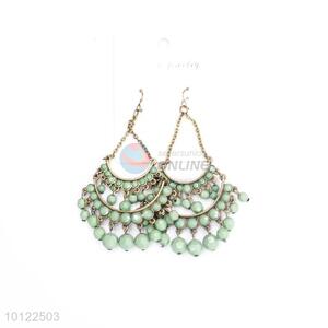 Green beads dangle earrings/crystal earrings