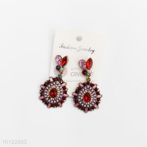 Delicate red dangle earrings/crystal earrings