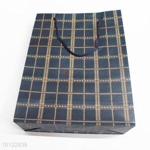 Vintage dark blue plaidpaper gift bag