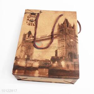 Vintage Twin Bridges pattern gift paper bag