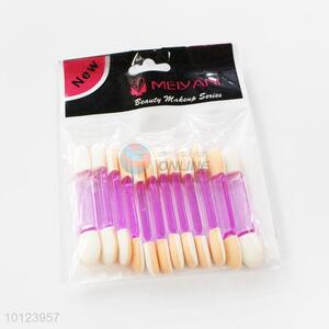 12 pcs Purple Transparent Handle Makeup Brush for Cosmetic Double Ended Eyeshadow Brush Set