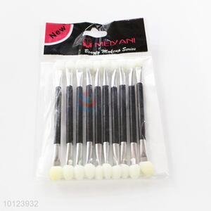 10 pcs Black and Silvery Handle Makeup Brush for Cosmetic Double Ended Eyeshadow Brush Set