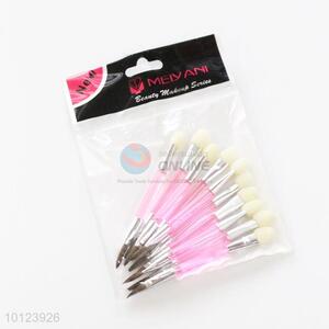 Professional 10 pcs Pink Handle Double Ended Eyeshadow Brush Set