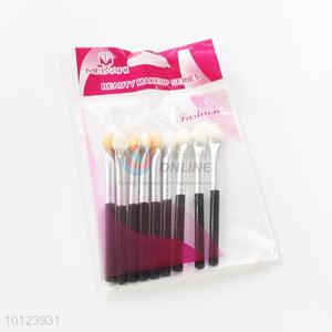 9 pcs Black and Silvery Handle Makeup Brush for Cosmetic Double Ended Eyeshadow Brush Set