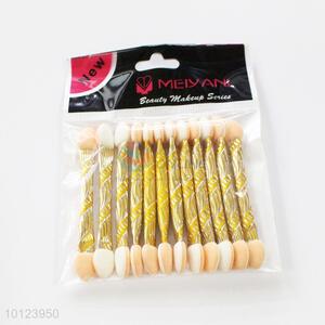 12 pcs Golden Handle Makeup Brush for Cosmetic Double Ended Eyeshadow Brush Set