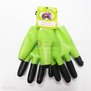 Good quality green-black anti-slip industrial PVC gloves