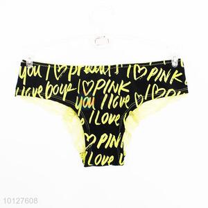Women sexy yellow letter pattern spandex underwear women's  panties women's briefs