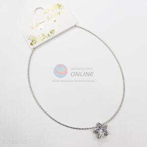 Customized silver star alloy necklace with clear ziron