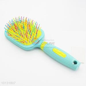 Hot Slae Square Shape Rainbow Big Wet Hair Brush Curved Needle Hair Brush Detangle Hair Comb with Green Plastic Handle