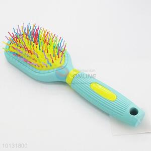 Small Square Shape Rainbow Big Wet Hair Brush Curved Needle Hair Brush Detangle Hair Comb with Green Plastic Handle