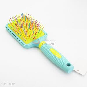 Big Square Shape Rainbow Big Wet Hair Brush Curved Needle Hair Brush Detangle Hair Comb with Green Plastic Handle