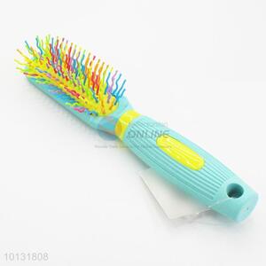 Mini Thin Shape Rainbow Big Wet Hair Brush Curved Needle Hair Brush Detangle Hair Comb with Green Plastic Handle