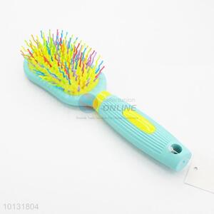 Rainbow Big Wet Hair Brush Curved Needle Hair Brush Detangle Hair Comb with Green Plastic Handle