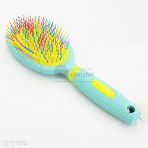 Round Shape Rainbow Big Wet Hair Brush Curved Needle Hair Brush Detangle Hair Comb with Green Plastic Handle