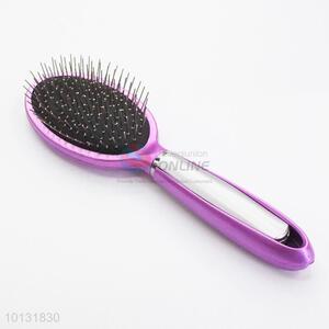 Purple Oval Shape Plastic Handle Makeup Beauty Hairbrush Massage Comb Accessories