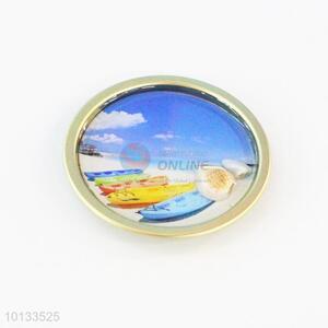 Summer Beach Round Epoxy Fridge Magnet