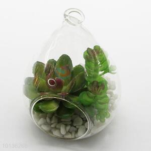 Wholesale Unique Glass Pot Artificial Green Succulent Plants