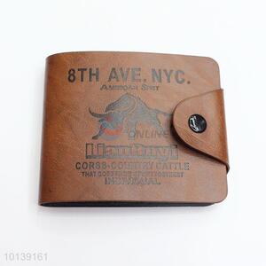 Fashion Men Leather Wallet Short Purse Brown Color