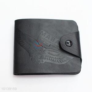 High Quality Wholesale Black Leather Men Short Wallet