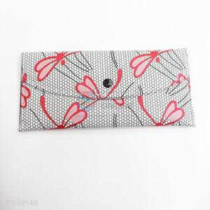 Dragonfly Printed Women Grey Leather Wallet Long Purse