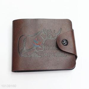 Dark Brown Leather Short Wallet for Men