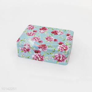 Practical Printed Beauty Flower Rectangle Tin Box Candy/Cookie Box 