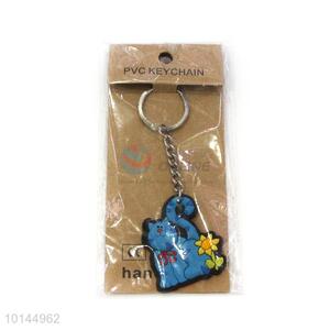 Blue Cat Shape PVC Key Chain