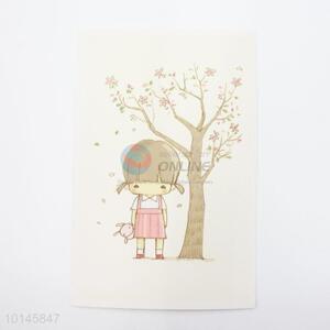 Lovely girl&tree paper postcard/message card