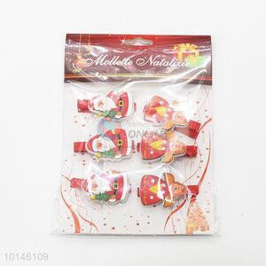 6pcs/Set Cute Cartoon Christmas Decoration Wooden Clips