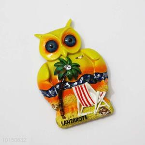 Yellow Owl Shaped Resin Magnetic Fridge Magnet