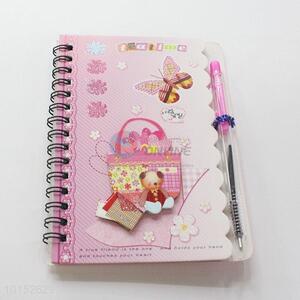 Girl Gift Pink Portable Notebook with Pen