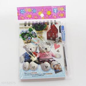 Wholesale Bear Printed Office Student Notebook with Pen