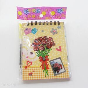 Flower Pattern Mini Notebook with Pen