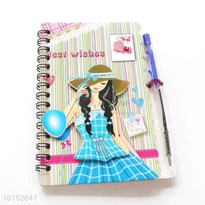 Fashion Lady Printed Notebook with Pen School Student Stationery