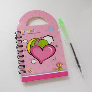 Pink Heart Portable Mini Notebook with Pen