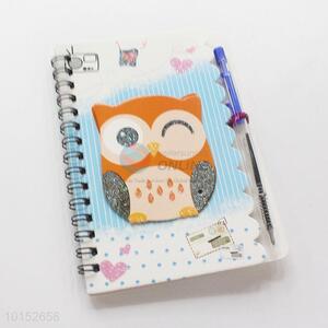 Animal Pattern Owl Notebook with Pen for School