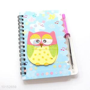 Blue Color Owl Notebook with Pen for School
