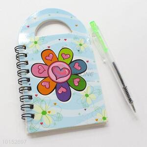 Cheap Price Flower Portable Stationery Notebook with Pen