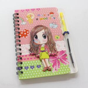 School Student Stationery Lovely Girl Printed Notebook with Pen