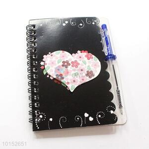 Black Spiral Notebook with Pen School Student Stationery