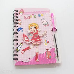 Lovely Girl Notebook with Pen School Student Stationery