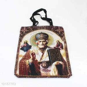38*28cm Good Quality Religious Themes Grosgrain Hand Bag with Zipper,Black Belt