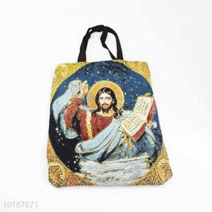 38*28cm Wholesale Religious Themes Grosgrain Hand Bag with Zipper,Black Belt