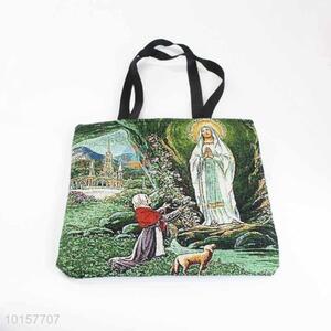 28*28cm Creative Design Religious Themes Grosgrain Hand Bag with Zipper,Black Belt