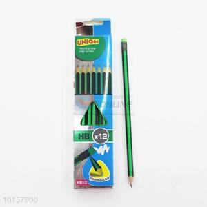 12 Pieces/Box Green and Black Pattern Wooden Pencil for Office School Supplies