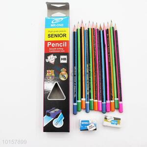 12 Pieces/Box Colorful Pattern Wooden Pencil for Office School Supplies