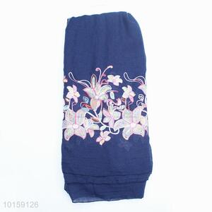Hot Sale Flower Embroidered Cotton Fabric Scarf